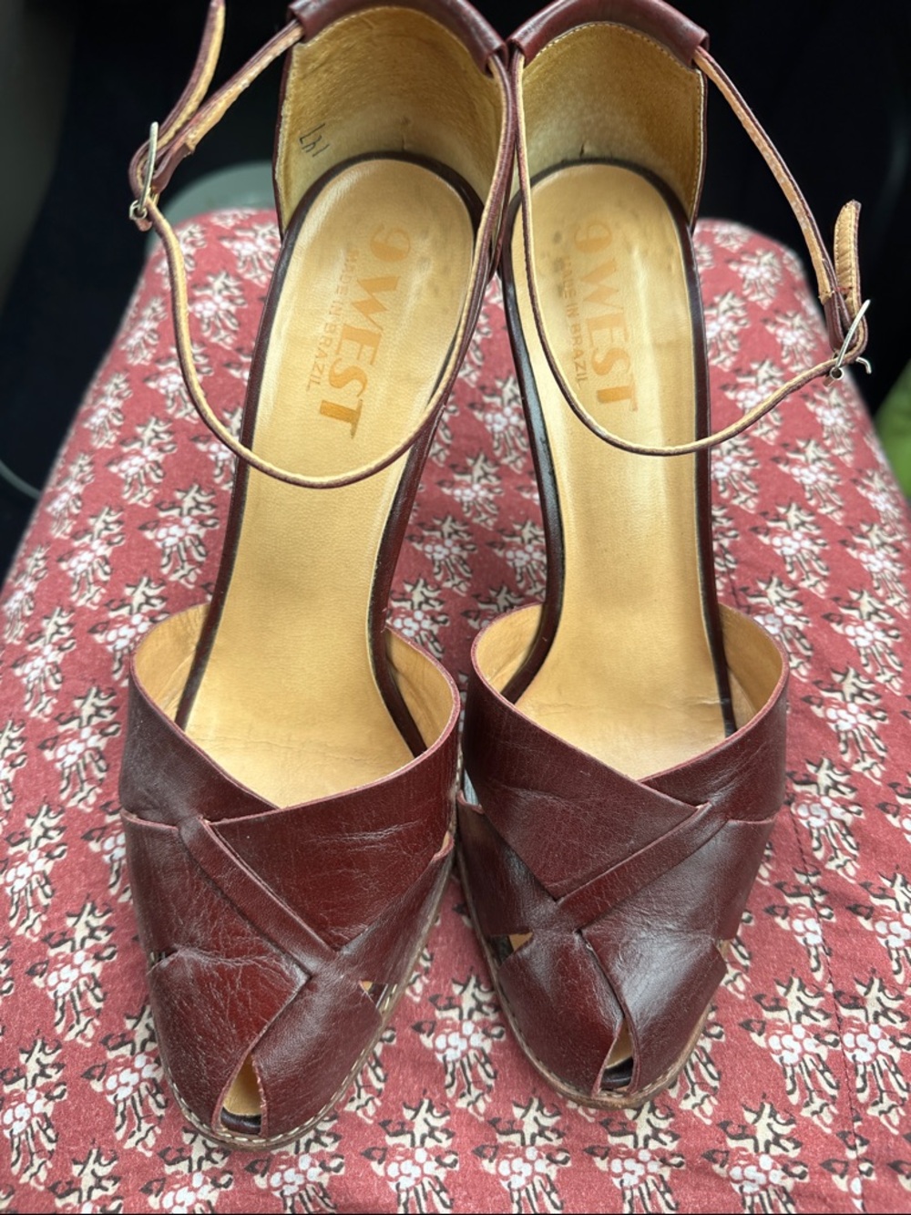 Vintage 9 West made in Brazil burgundy leather heels